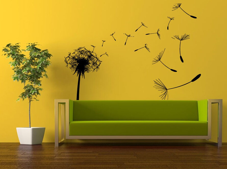 Wall Decal Vinyl Sticker Decals Peal And Stick Cheap Decor Art Beautiful Flower Dandelion Blowing Away Nature Plants Big Huge L414