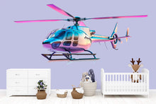 Load image into Gallery viewer, Colorful Helicopter Wall Decal | Gradient Aviation Kids Wall Art | Peel Stick Removable Sticker for Nursery &amp; Playroom | Modern Helicopter