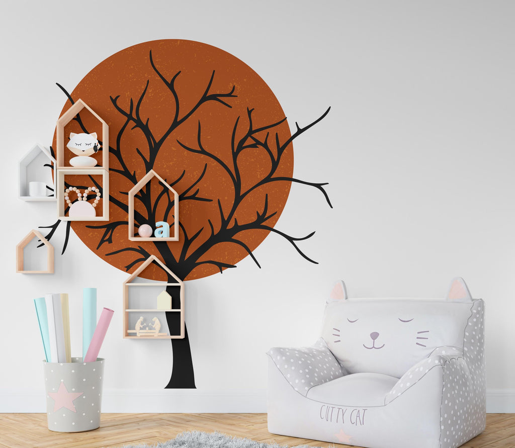 Sun Tree Wall Decal, Nursery Boho Circle Decor, Bed Arch Sticker, Hedboard Wall Decal, Wall Decal, Arch Wall Decal Sticker 1016RS