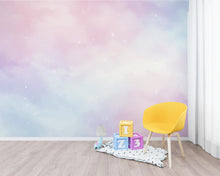 Load image into Gallery viewer, Pastel Space Nursery Wall Art, Watercolor Stars and Nebula Print, Soft Celestial Decor for Baby Room, Pink Blue Neutral Space Art 218DE