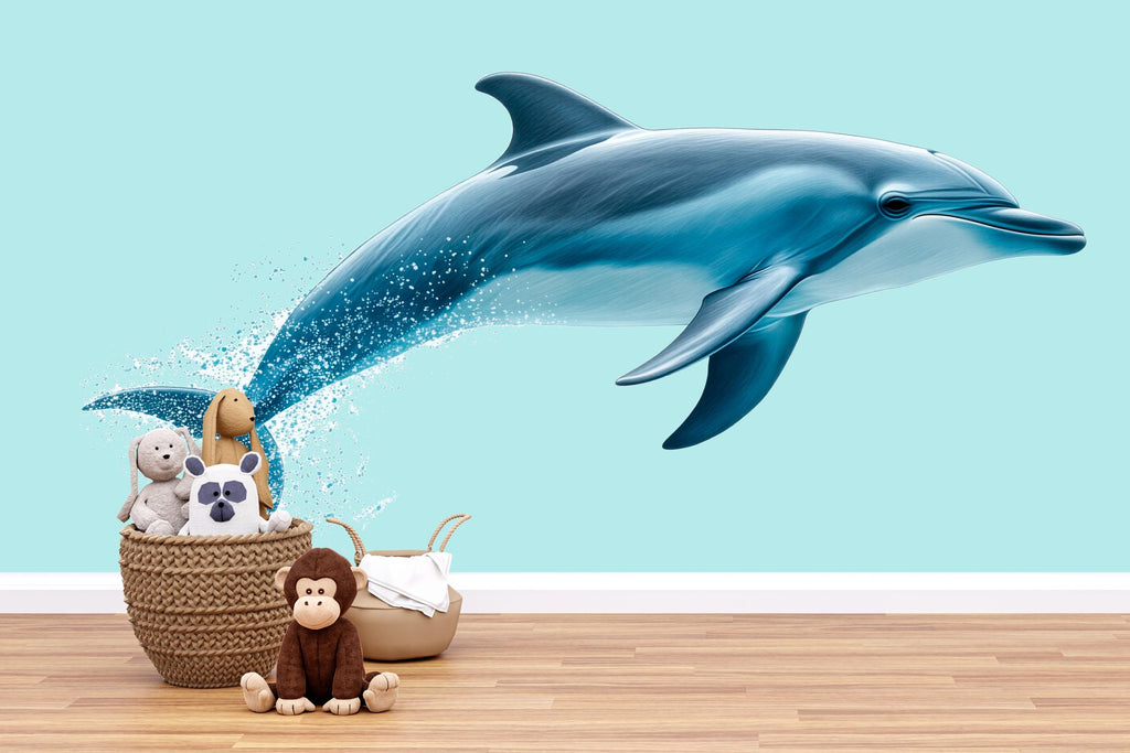 Realistic Dolphin Wall Decal for Kids Room | Ocean Nursery Peel & Stick Wall Sticker | Sea Animal Mural Decor | Playroom Underwater Art