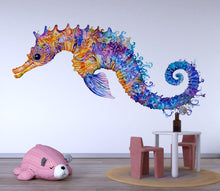 Load image into Gallery viewer, Watercolor Seahorse Wall Decal for Kids Room | Ocean Nursery Peel &amp; Stick Wall Sticker | Colorful Sea Animal Mural | Playroom Underwater
