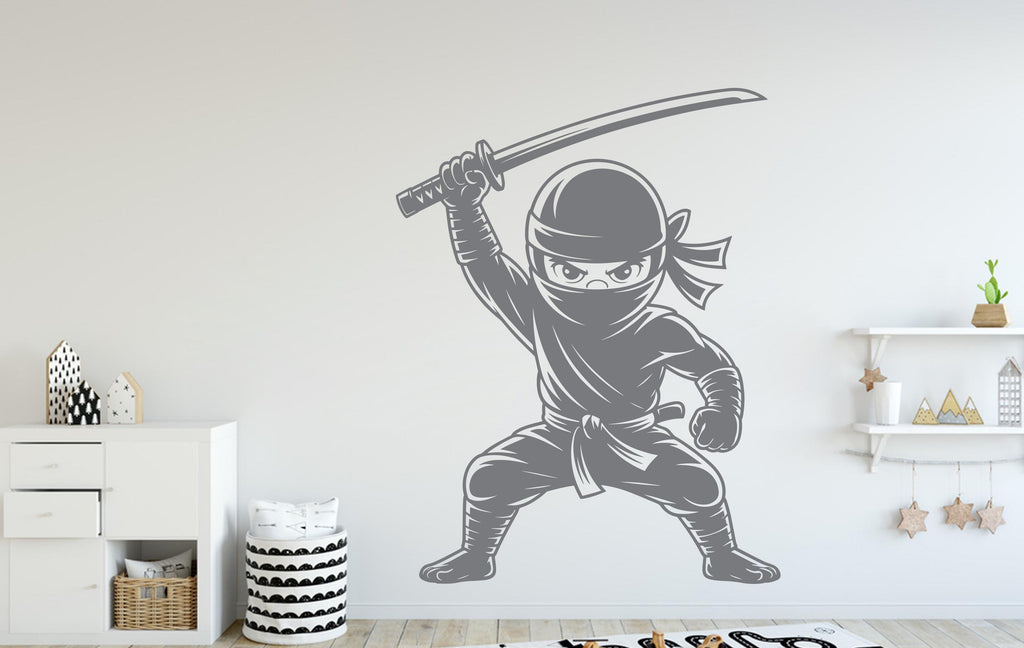 Ninja Wall Decal Ninja Art Wall Decal Sports Vinyl Ninja Gifts Kicks Wall Stickers Sport Kids Room Black Belt Judo Jiu Jitsu MMA Art 222DE