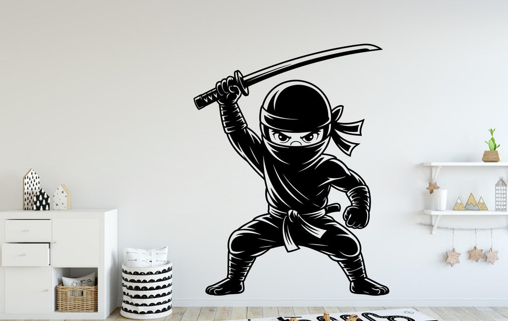 Ninja Wall Decal Ninja Art Wall Decal Sports Vinyl Ninja Gifts Kicks Wall Stickers Sport Kids Room Black Belt Judo Jiu Jitsu MMA Art 222DE