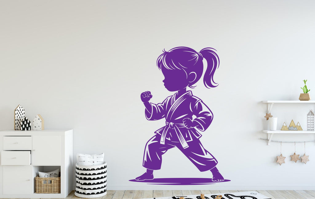 Karate Girl Wall Decal Karate Wall Decal Sports Vinyl Gifts Kicks Wall Stickers Sport Kids Room Black Belt Judo Jiu Jitsu MMA Art 223DE