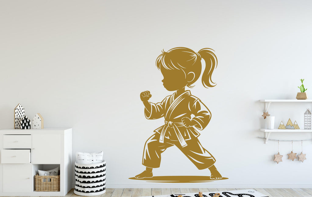 Karate Girl Wall Decal Karate Wall Decal Sports Vinyl Gifts Kicks Wall Stickers Sport Kids Room Black Belt Judo Jiu Jitsu MMA Art 223DE