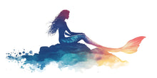 Load image into Gallery viewer, Watercolor Mermaid Wall Decal For Nursery Or Kids Room, Ocean Fantasy Wall Sticker, Under The Sea Girl Bedroom Decor, Peel And Stick Wall