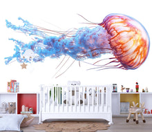 Load image into Gallery viewer, Watercolor Jellyfish Wall Decal For Nursery Or Kids Room, Ocean Animal Wall Sticker, Underwater Sea Life Wall Art, Peel And Stick Decor