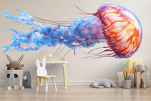 Load image into Gallery viewer, Watercolor Jellyfish Wall Decal For Nursery Or Kids Room, Ocean Animal Wall Sticker, Underwater Sea Life Wall Art, Peel And Stick Decor