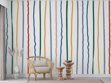 Load image into Gallery viewer, Stripe Watercolor Wall Mural – Stripe Peel stick decor Stripe wall decal, Stripe art Kids Room or Nursery 1018RS