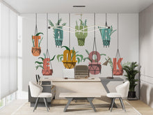 Load image into Gallery viewer, Teamwork Hanging Plants wall vinyl sticker decal, Office Plants wall decoration, Flower plant wall decal, Office wall decor 1019RS