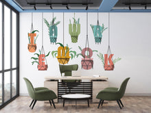 Load image into Gallery viewer, Teamwork Hanging Plants wall vinyl sticker decal, Office Plants wall decoration, Flower plant wall decal, Office wall decor 1019RS