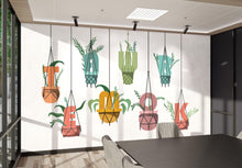 Load image into Gallery viewer, Teamwork Hanging Plants wall vinyl sticker decal, Office Plants wall decoration, Flower plant wall decal, Office wall decor 1019RS