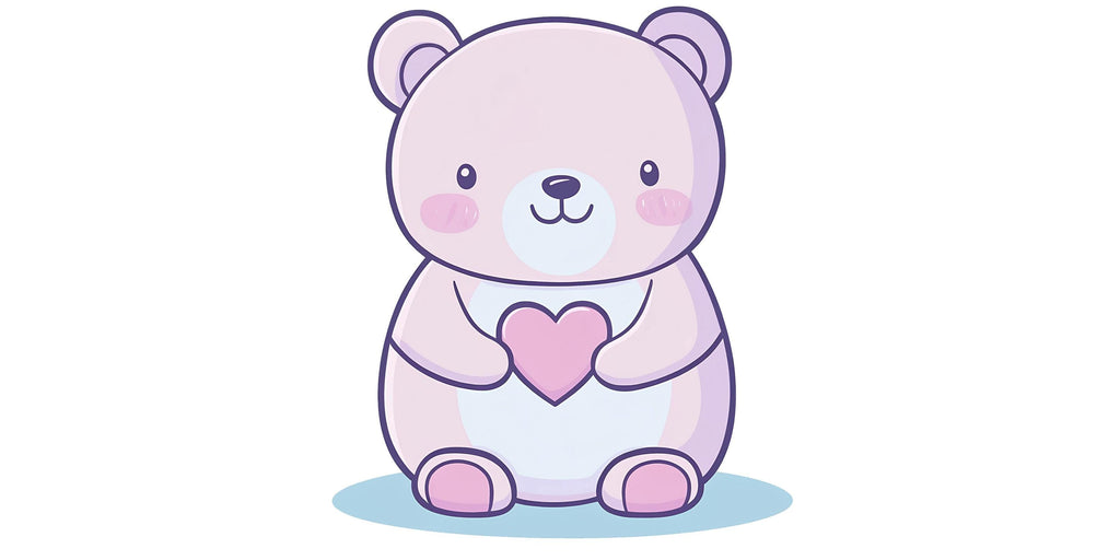 Kawaii Bear Wall Decal For Nursery Or Kids Room, Cute Pastel Bear Holding Heart Wall Sticker, Baby Room Wall Art, Peel And Stick Decor