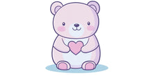 Load image into Gallery viewer, Kawaii Bear Wall Decal For Nursery Or Kids Room, Cute Pastel Bear Holding Heart Wall Sticker, Baby Room Wall Art, Peel And Stick Decor