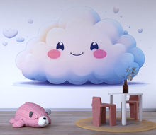 Load image into Gallery viewer, Kawaii Cloud Wall Decal For Nursery Or Kids Room, Cute Smiling Cloud Wall Sticker, Baby Room Wall Art, Peel And Stick Decor