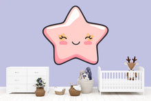 Load image into Gallery viewer, Kawaii Star Wall Decal For Nursery Or Kids Room, Cute Smiling Star Wall Sticker, Pastel Baby Room Wall Art, Peel And Stick Decor