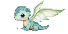 Load image into Gallery viewer, Kawaii Dragon Wall Decal For Nursery Or Kids Room, Cute Baby Dragon Wall Sticker, Fantasy Animal Baby Room Wall Art, Peel And Stick Decor