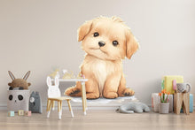 Load image into Gallery viewer, Kawaii Puppy Wall Decal For Nursery Or Kids Room, Cute Baby Dog Wall Sticker, Watercolor Puppy Nursery Wall Art, Peel And Stick Decor