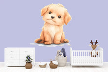 Load image into Gallery viewer, Kawaii Puppy Wall Decal For Nursery Or Kids Room, Cute Baby Dog Wall Sticker, Watercolor Puppy Nursery Wall Art, Peel And Stick Decor