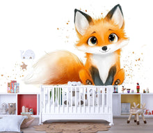 Load image into Gallery viewer, Kawaii Fox Wall Decal For Nursery Or Kids Room, Cute Woodland Fox Wall Sticker, Baby Animal Nursery Wall Art, Peel And Stick Decor