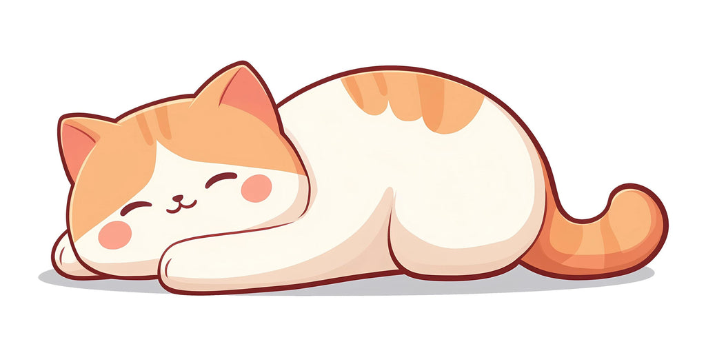 Kawaii Sleeping Cat Wall Decal For Nursery Or Kids Room, Cute Cat Wall Sticker, Baby Animal Nursery Wall Art, Peel And Stick Decor