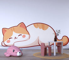 Load image into Gallery viewer, Kawaii Sleeping Cat Wall Decal For Nursery Or Kids Room, Cute Cat Wall Sticker, Baby Animal Nursery Wall Art, Peel And Stick Decor