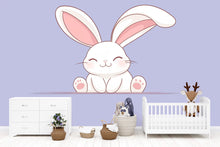 Load image into Gallery viewer, Kawaii Bunny Wall Decal For Nursery, Cute Rabbit Wall Sticker, Baby Room Wall Art, Neutral Nursery Decor, Peel And Stick Wall Decal