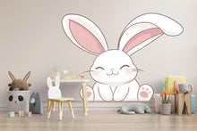 Load image into Gallery viewer, Kawaii Bunny Wall Decal For Nursery, Cute Rabbit Wall Sticker, Baby Room Wall Art, Neutral Nursery Decor, Peel And Stick Wall Decal