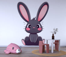 Load image into Gallery viewer, Kawaii Bunny Wall Decal For Nursery, Cute Rabbit Wall Sticker, Baby Room Wall Art, Neutral Kids Decor, Peel And Stick Wall Decal