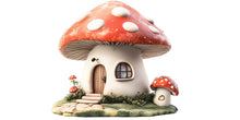 Load image into Gallery viewer, Kawaii Mushroom House Wall Decal, Fairy Nursery Wall Sticker, Woodland Kids Room Decor, Storybook Mushroom Wall Art, Peel And Stick Nursery