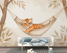 Load image into Gallery viewer, Baby Tiger Nursery Wall Art, Watercolor Jungle Animal Print, Cute Tiger Cub Illustration, Neutral Safari Nursery Decor, Kids Room Art 196DE