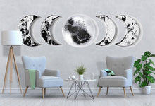 Load image into Gallery viewer, Black Marble Moon Phase Wall Decal • Lunar Cycle Sticker • Modern Moon Mural for Bedroom • Aesthetic Wall Art • Space &amp; Boho Home Decor