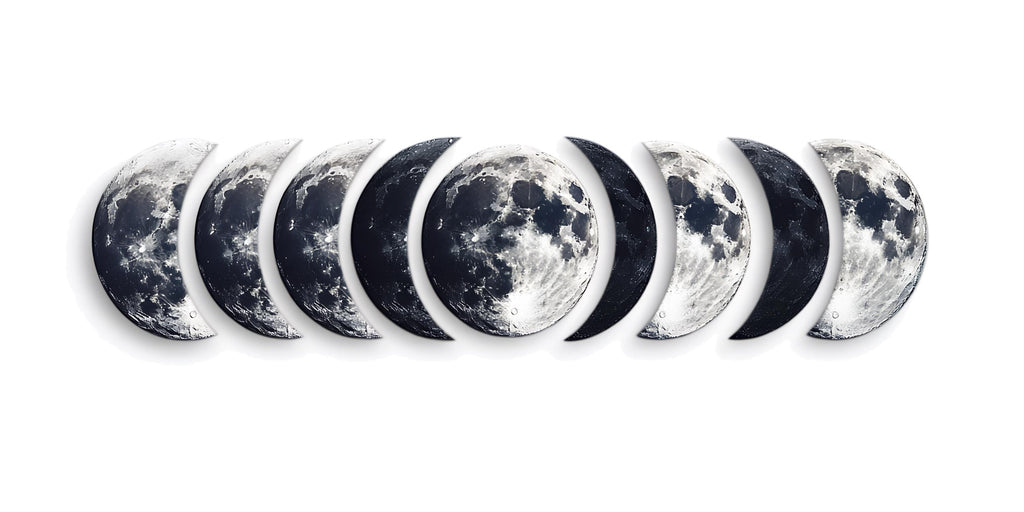 Moon Phases Wall Decal • Realistic Lunar Cycle Sticker • Celestial Moon Art for Living Room & Bedroom • Boho Modern Wall Decor • Moon Phase