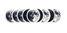 Load image into Gallery viewer, Moon Phases Wall Decal • Realistic Lunar Cycle Sticker • Celestial Moon Art for Living Room &amp; Bedroom • Boho Modern Wall Decor • Moon Phase