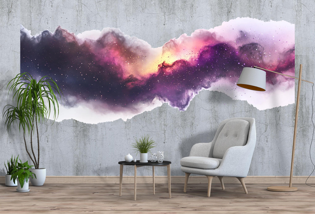 Galaxy Nebula Wall Decal • Cosmic Space Wall Art Sticker for Bedroom & Living Room • Starry Sky Mural • Celestial Removable Wall Decor