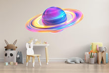 Load image into Gallery viewer, Colorful Saturn Planet Wall Decal • Space Nursery Sticker • Kids Room Cosmic Wall Art • Galaxy Decor • Removable Large Vinyl Mural