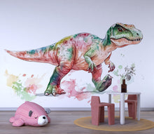 Load image into Gallery viewer, Watercolor Dinosaur Wall Decal | Colorful Kids Room Wall Sticker | Nursery Dino Mural | Large Removable T-Rex Art for Playroom &amp; Baby Room