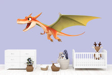 Load image into Gallery viewer, Flying Pterodactyl Dinosaur Wall Decal for Kids Room | Cute Dino Nursery Wall Sticker | Large Removable Dinosaur Mural for Boy Girl Playroom