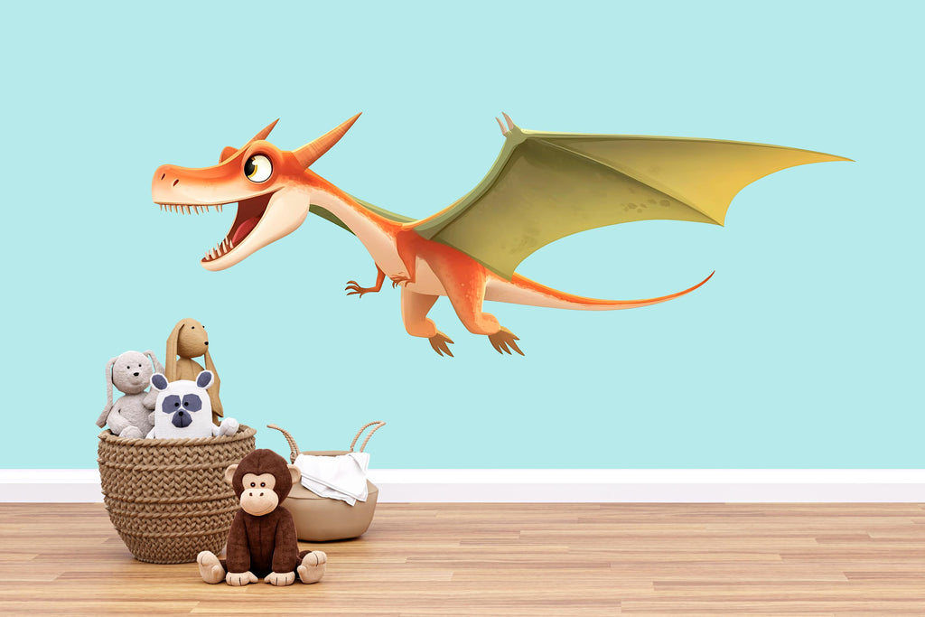 Flying Pterodactyl Dinosaur Wall Decal for Kids Room | Cute Dino Nursery Wall Sticker | Large Removable Dinosaur Mural for Boy Girl Playroom