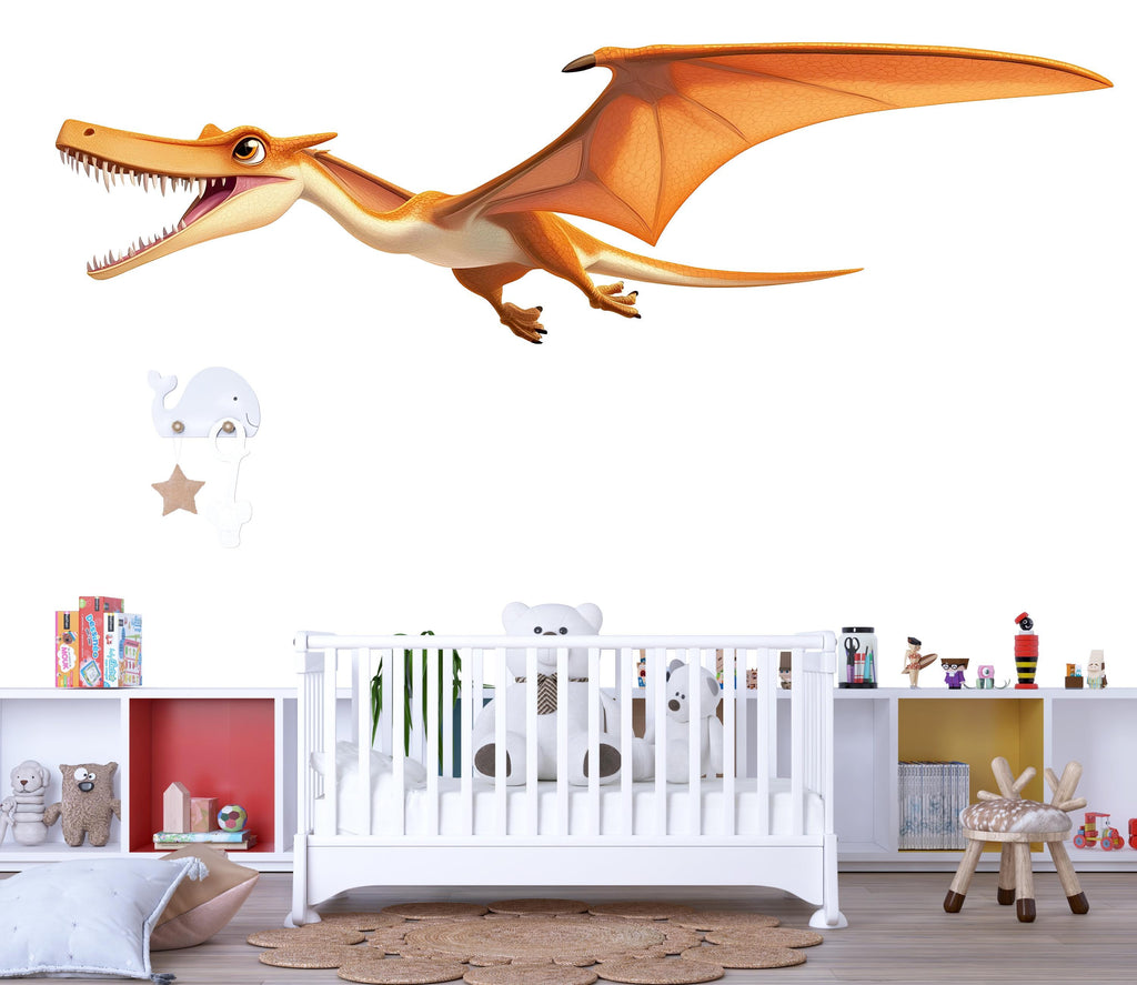 Flying Pterodactyl Dinosaur Wall Decal for Kids Room | Large Dino Nursery Wall Sticker | Removable Flying Dinosaur Mural for Boy Girl