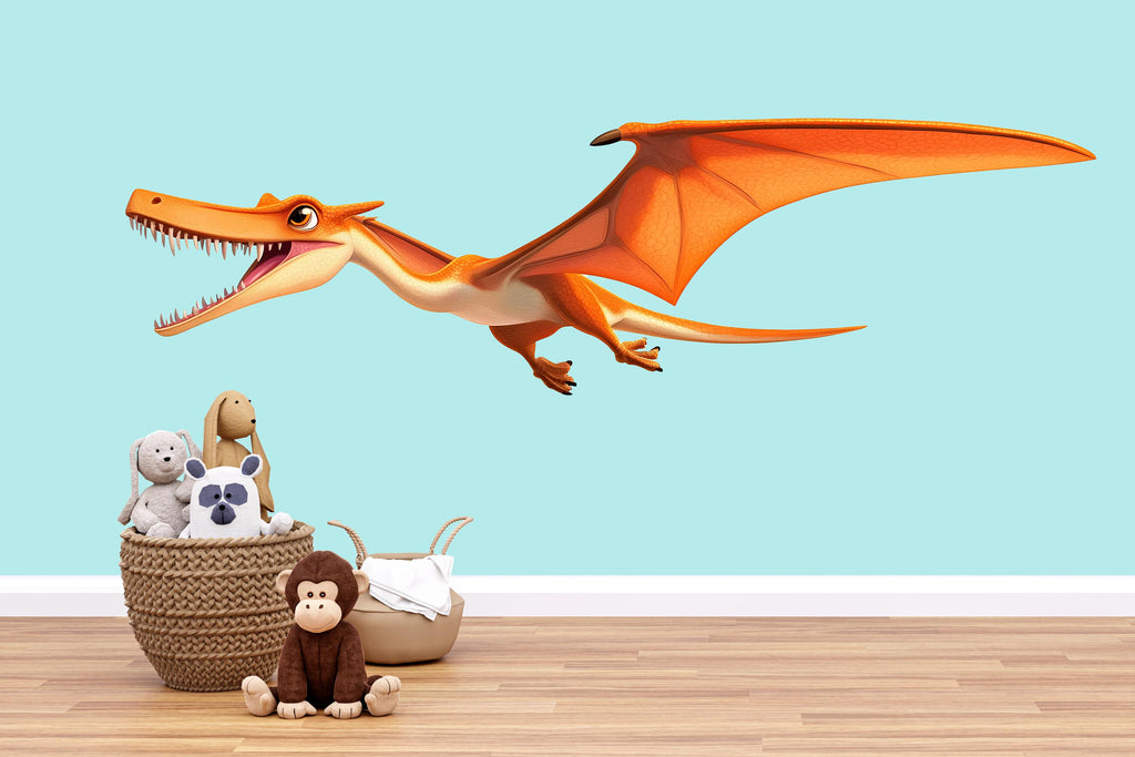 Flying Pterodactyl Dinosaur Wall Decal for Kids Room | Large Dino Nursery Wall Sticker | Removable Flying Dinosaur Mural for Boy Girl