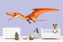 Load image into Gallery viewer, Flying Pterodactyl Dinosaur Wall Decal for Kids Room | Large Dino Nursery Wall Sticker | Removable Flying Dinosaur Mural for Boy Girl