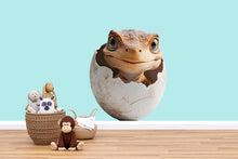 Load image into Gallery viewer, Baby Dinosaur Hatching Wall Decal | Cute Dino Nursery Wall Sticker | 3D Realistic Egg Hatch Dino Mural for Kids Room | Removable Nursery