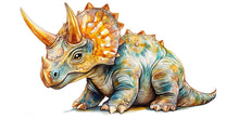 Load image into Gallery viewer, Watercolor Triceratops Dinosaur Wall Decal | Kids Dino Wall Sticker | Nursery Wall Decor | Removable Dinosaur Mural for Boys &amp; Girls Rooms