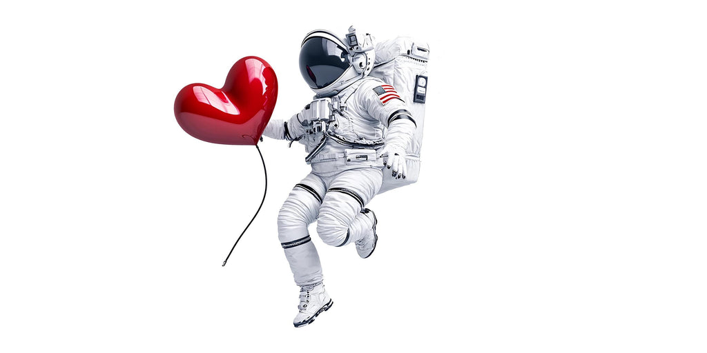 Astronaut Heart Balloon Wall Decal | Space Kids Room Sticker | Cute Floating Astronaut Nursery Decor | Removable Space Wall Art | Playroom