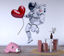 Load image into Gallery viewer, Astronaut Heart Balloon Wall Decal | Space Kids Room Sticker | Cute Floating Astronaut Nursery Decor | Removable Space Wall Art | Playroom