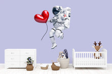 Load image into Gallery viewer, Astronaut Heart Balloon Wall Decal | Space Kids Room Sticker | Cute Floating Astronaut Nursery Decor | Removable Space Wall Art | Playroom