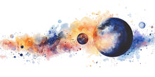 Load image into Gallery viewer, Watercolor Space Planet Wall Decal | Galaxy Kids Room Sticker | Colorful Space Mural for Boys Bedroom | Outer Space Wall Art