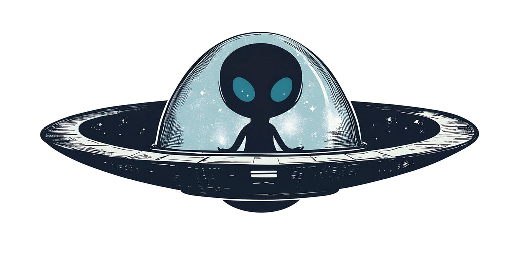 Cute Alien Spaceship Wall Decal | Kids Space Room Sticker | Cartoon UFO Nursery Decor | Outer Space Wall Art for Playroom & Bedroom